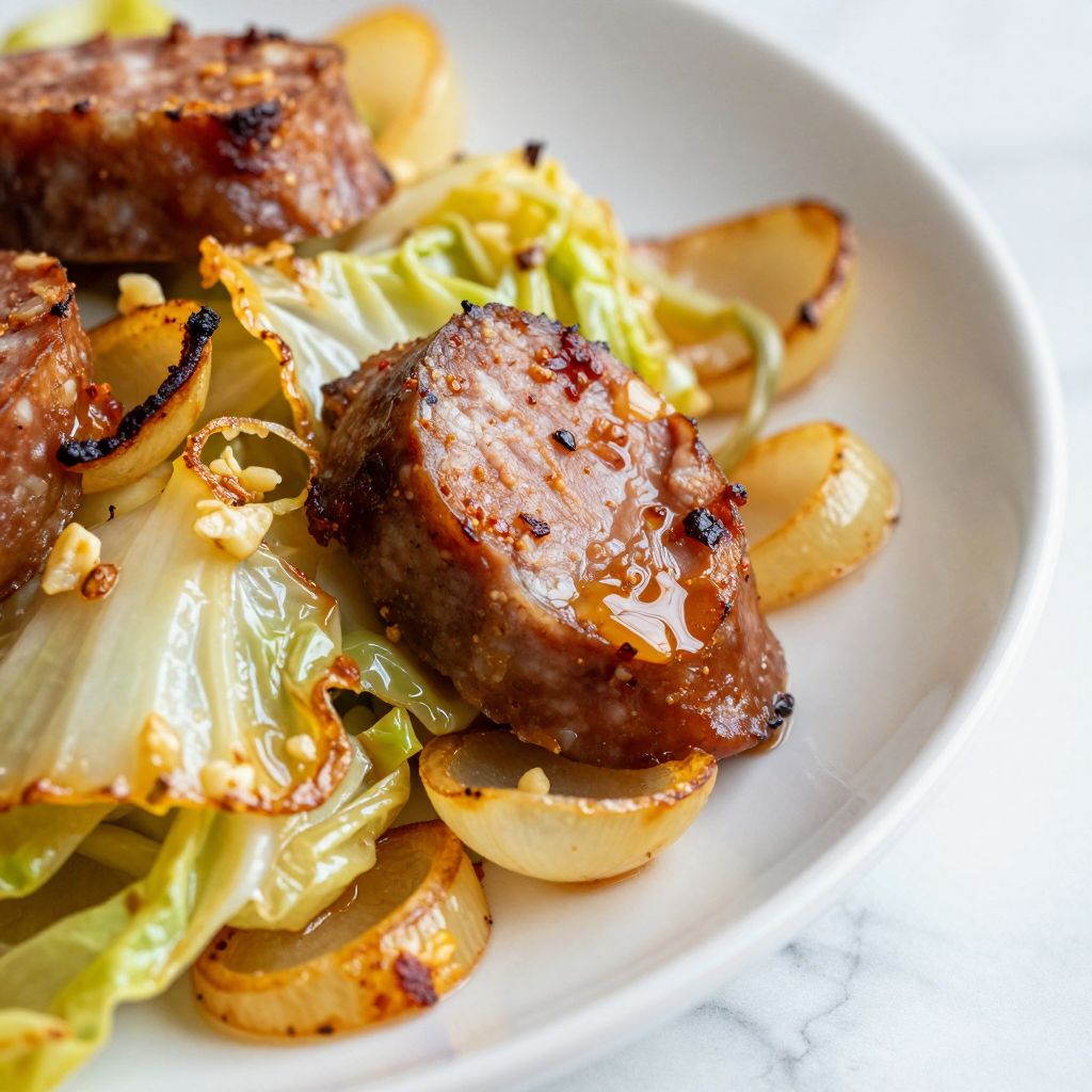 Sausage and cabbage in skillet