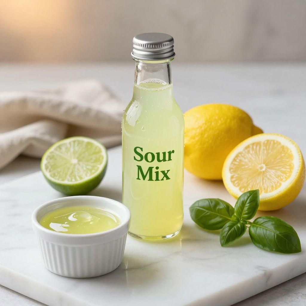 Sour mix being poured into a cocktail shaker