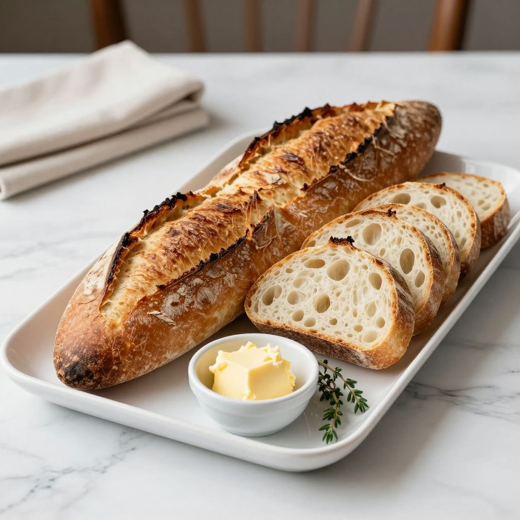 Sourdough baguette sliced