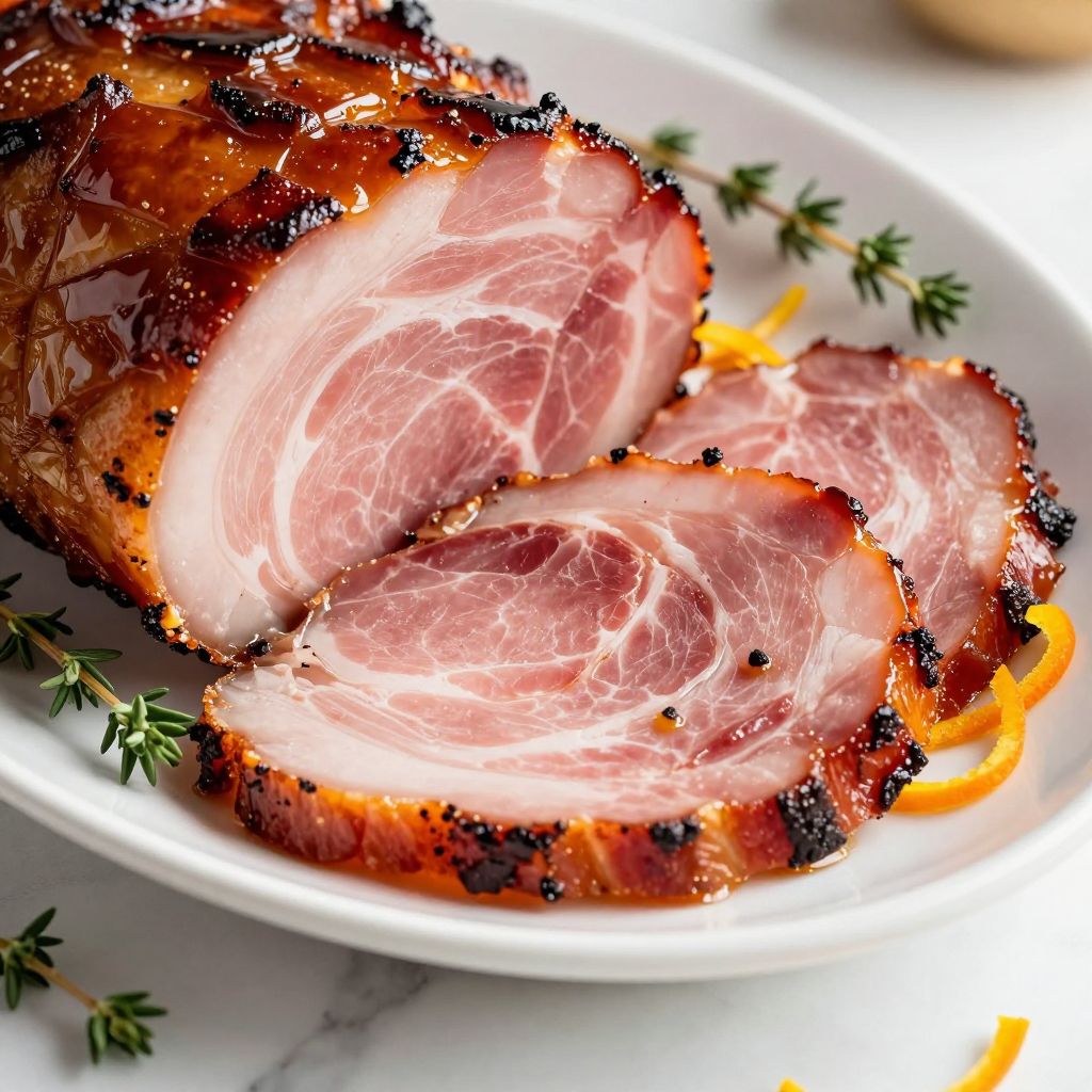 Glazed spiral ham resting