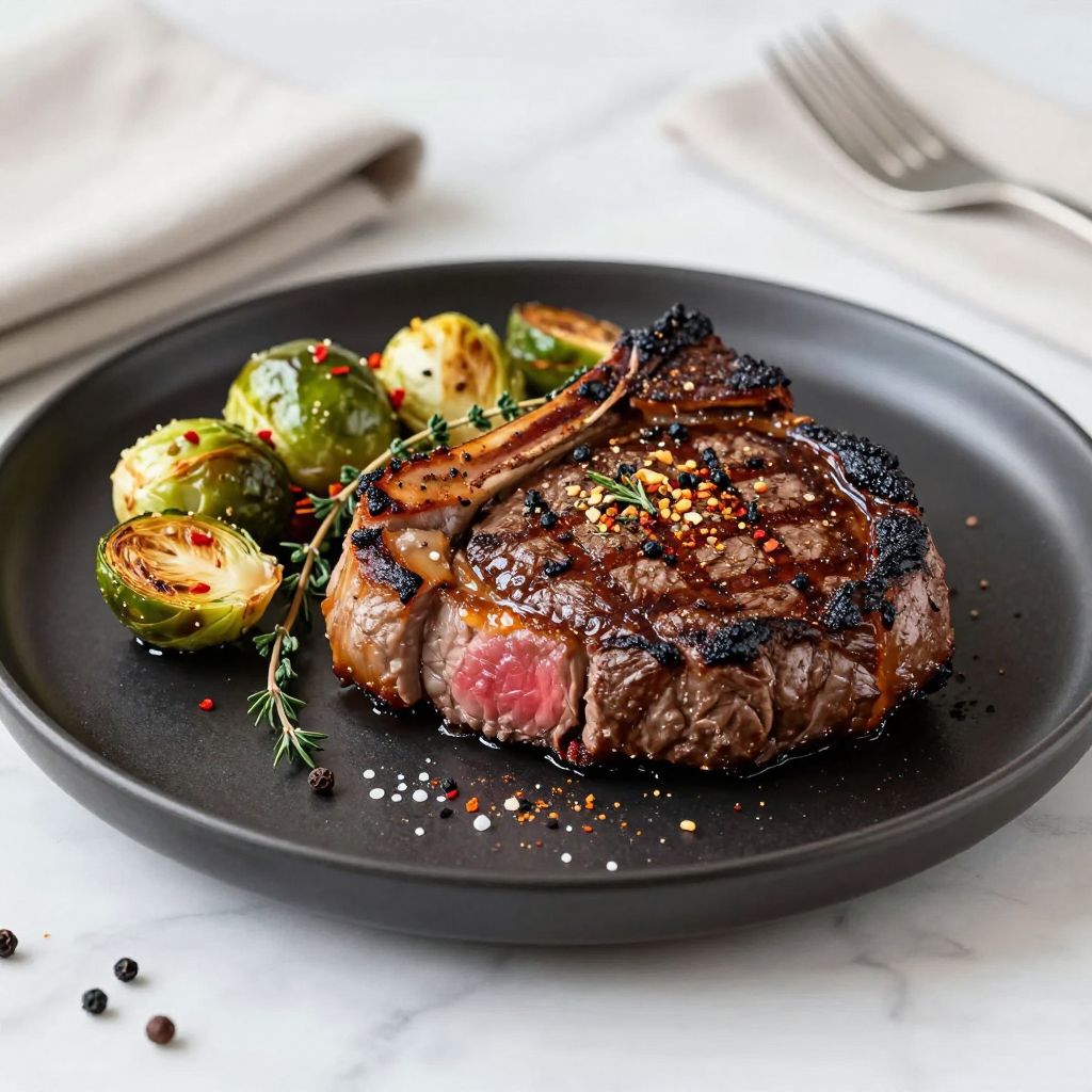 Seasoned steak ready to serve