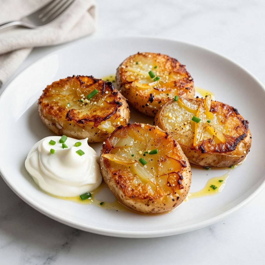 Crispy cooked swamp potatoes on plate
