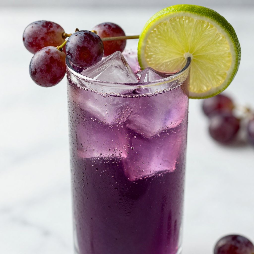 Transfusion drink with lime and grapes
