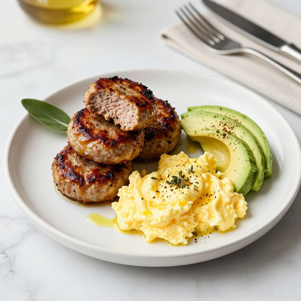 Plated turkey sausage patties