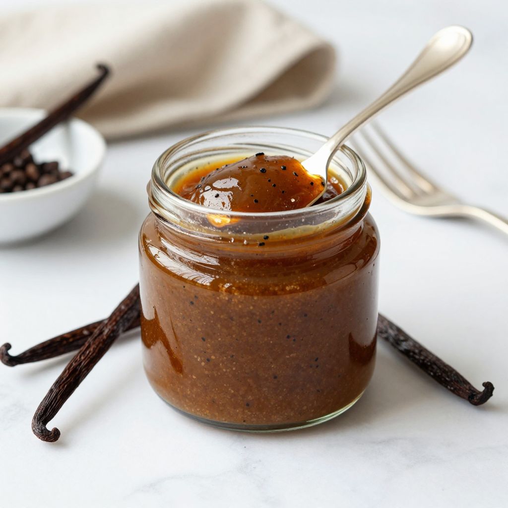 Jar of finished vanilla bean paste