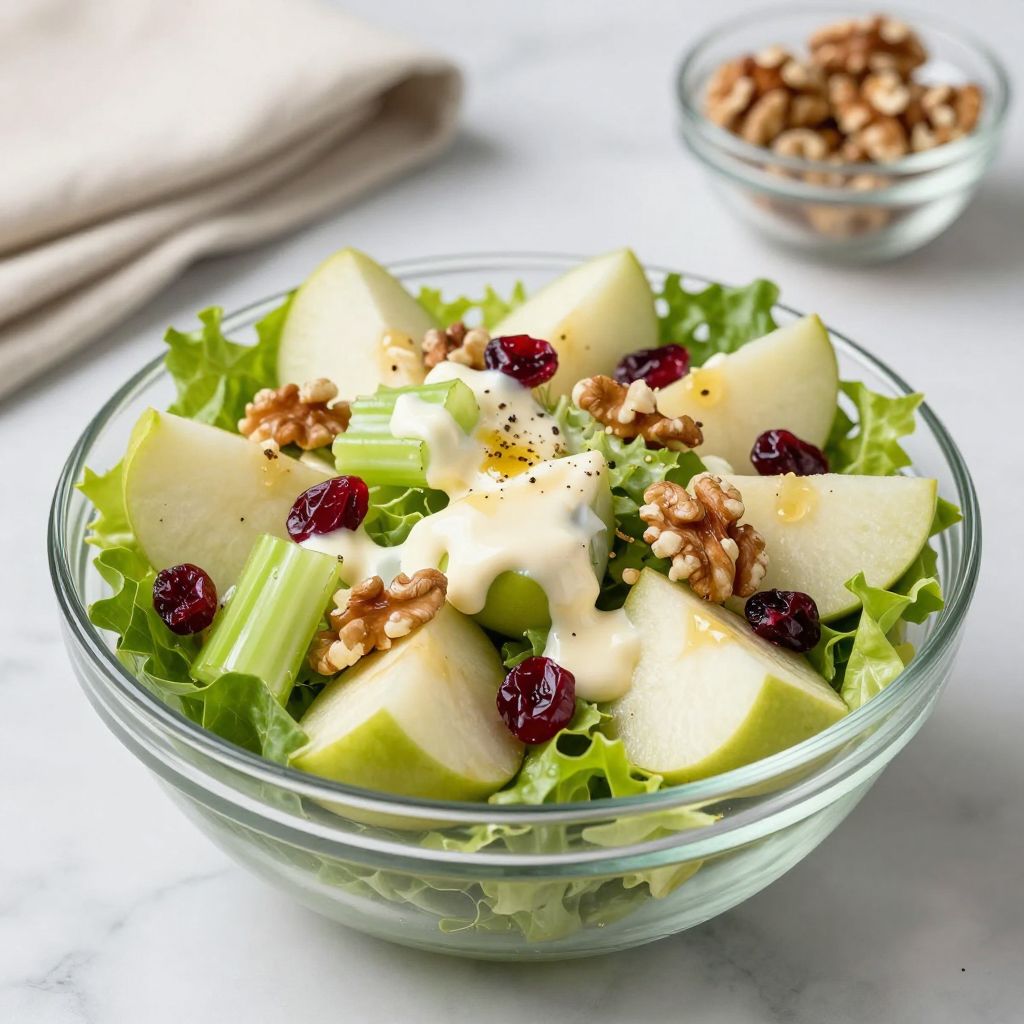 Serving of Waldorf salad on greens