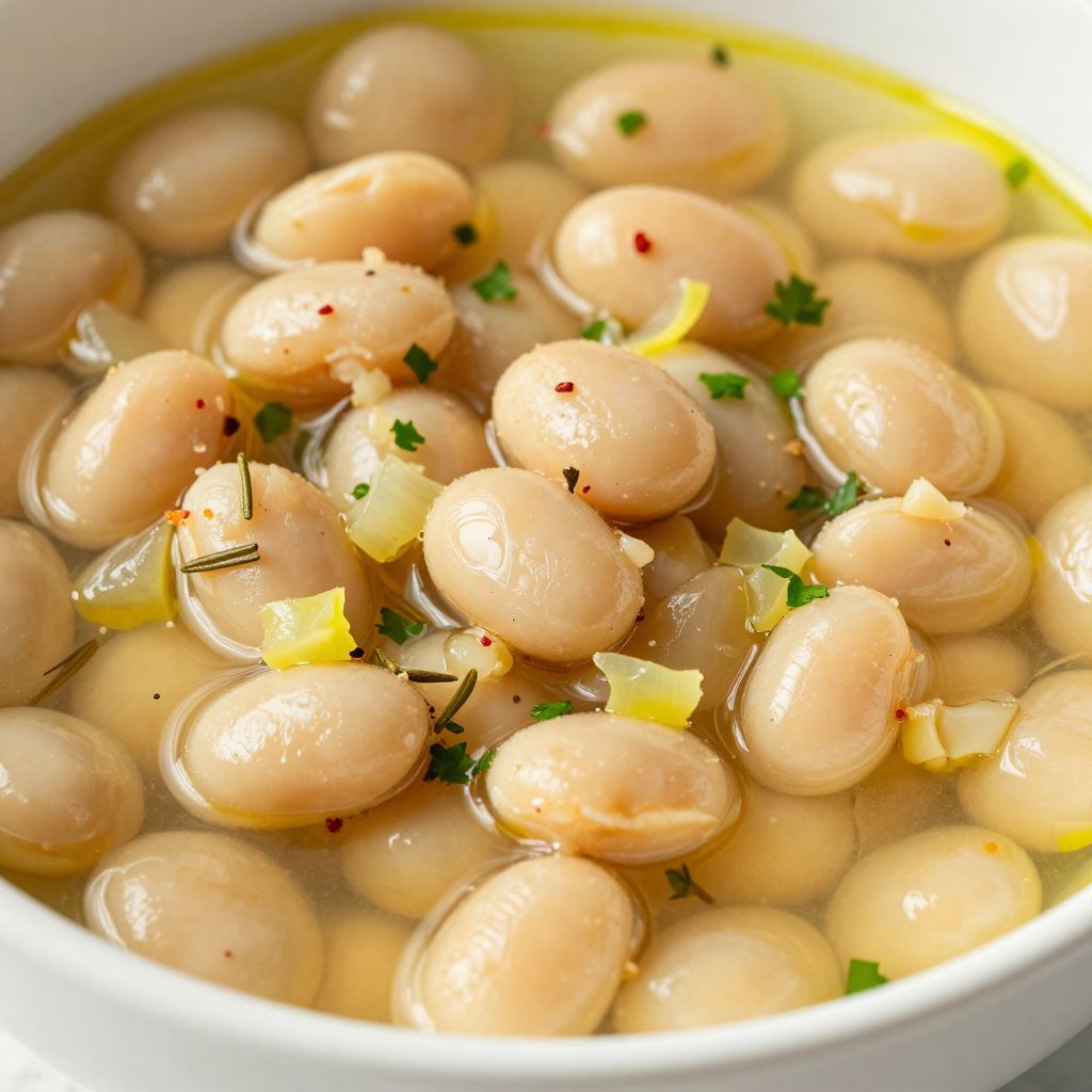 White beans cooking in pot