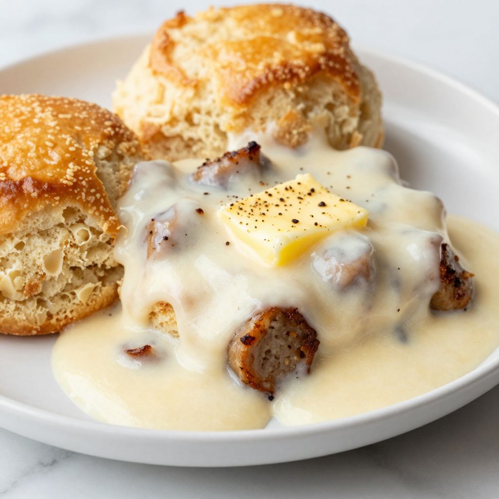 White gravy in skillet